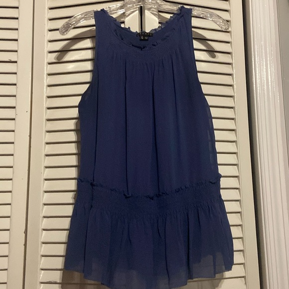 Blue Silk Sleeveless Blouse by Theory (Size: Petite) - Picture 2 of 10